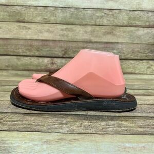 Olukai Brown Leather Paniolo Thong Sandals